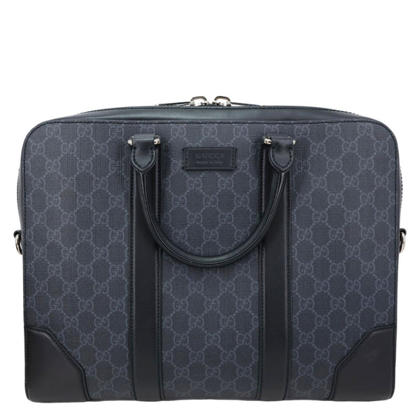 GUCCI GG Supreme Canvas Briefcase Messenger Bag Black 474135