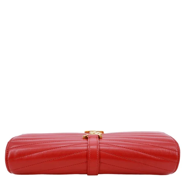 YVES SAINT LAURENT Sulpice Matelasse Leather Wallet On Chain Red