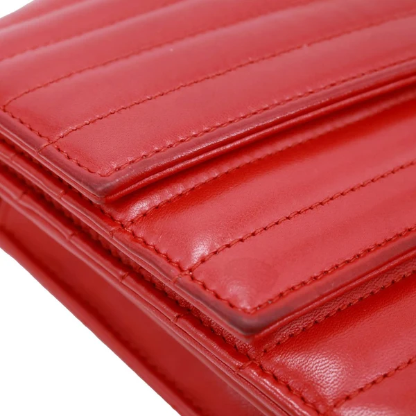 YVES SAINT LAURENT Sulpice Matelasse Leather Wallet On Chain Red