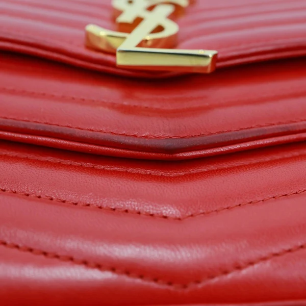 YVES SAINT LAURENT Sulpice Matelasse Leather Wallet On Chain Red