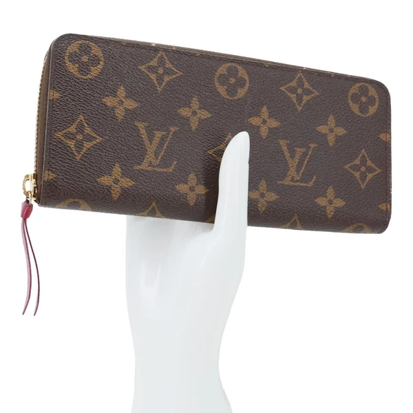 LOUIS VUITTON Clemence Monogram Canvas Zippy Wallet Brown