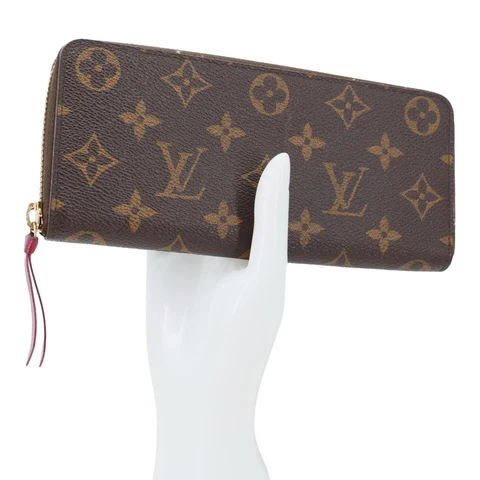 LOUIS VUITTON Clemence Monogram Canvas Zippy Wallet Brown