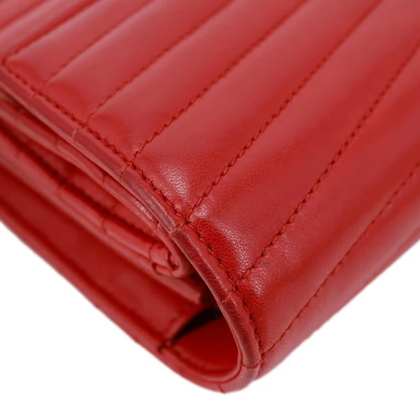 YVES SAINT LAURENT Sulpice Matelasse Leather Wallet On Chain Red