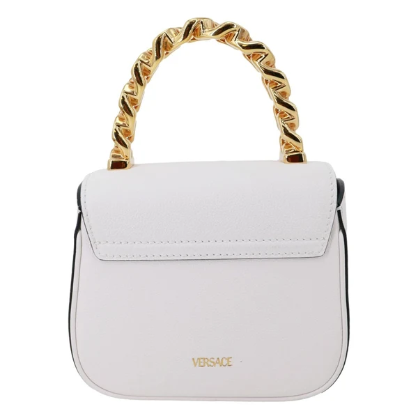 VERSACE La Medusa Mini Leather Top Handle Shoulder Bag White