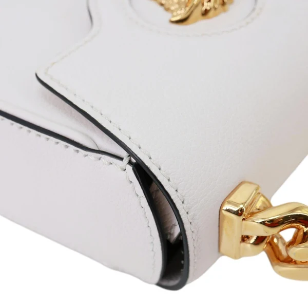 VERSACE La Medusa Mini Leather Top Handle Shoulder Bag White