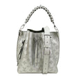 LOUIS VUITTON Muria Mahina Perforated Leather Shoulder Bucket Bag Silver