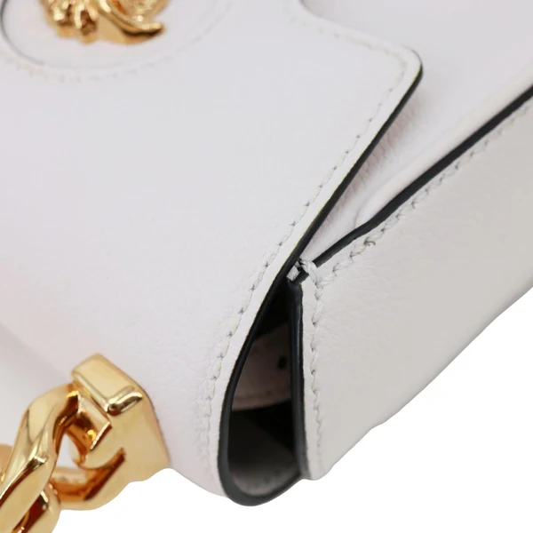 VERSACE La Medusa Mini Leather Top Handle Shoulder Bag White