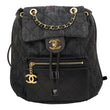 CHANEL CC Quilted Denim Backpack Black