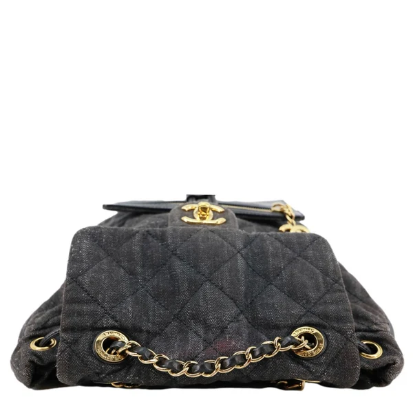 CHANEL CC Quilted Denim Backpack Black