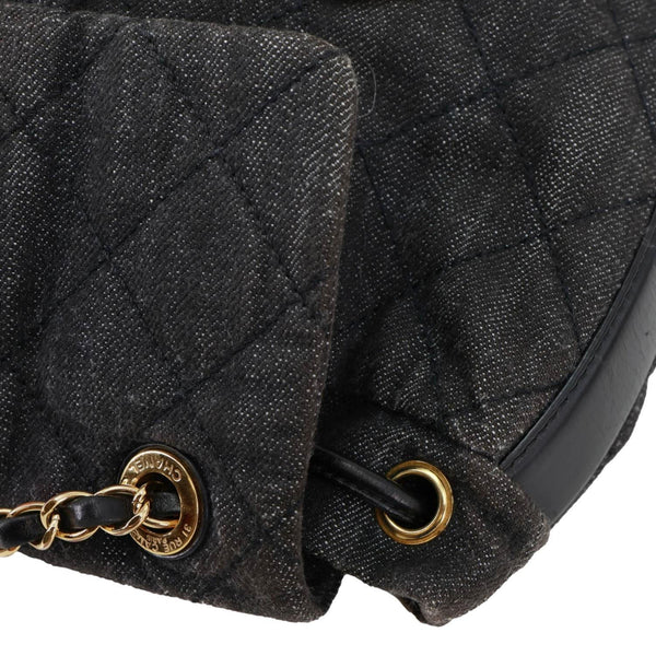CHANEL CC Quilted Denim Backpack Black