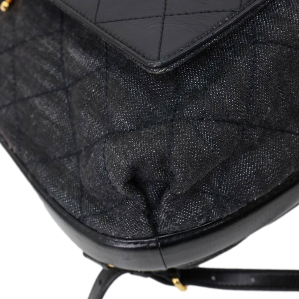 CHANEL CC Quilted Denim Backpack Black