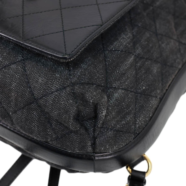 CHANEL CC Quilted Denim Backpack Black