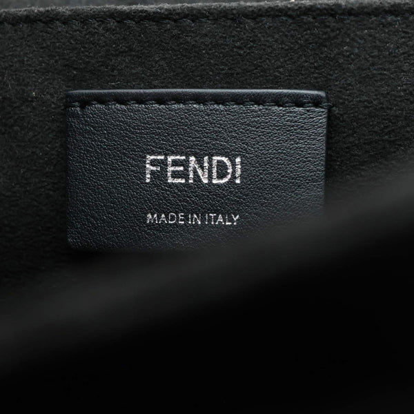 FENDI Kan I Studded Calfskin Scalloped Leather Shoulder Bag Black