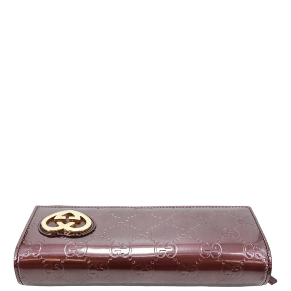 GUCCI Signature Lovely Heart GG Leather Continental Wallet Burgundy 245728