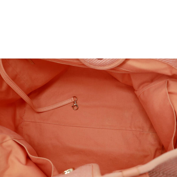 CHANEL Deauville Medium Mixed Fibers Canvas Calfskin Shopping Tote Bag Peach
