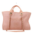 CHANEL Deauville Medium Mixed Fibers Canvas Calfskin Shopping Tote Bag Peach