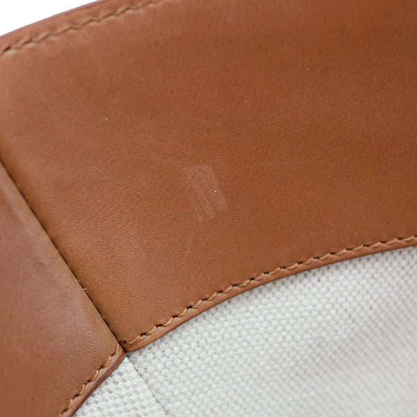 YVES SAINT LAURENT Rive Gauche Linen Canvas Bucket Shoulder Bag Off White