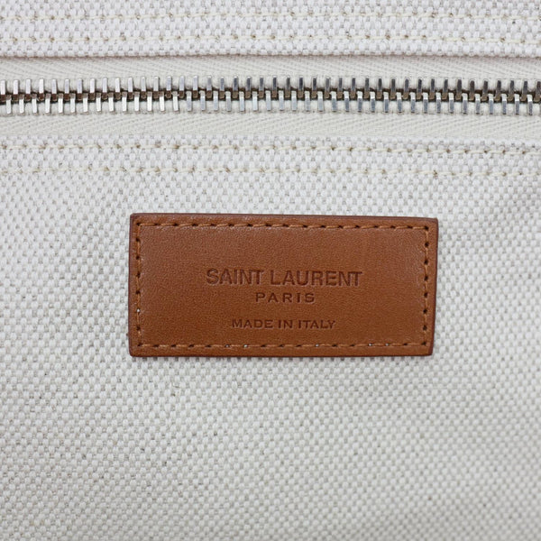 YVES SAINT LAURENT Rive Gauche Linen Canvas Bucket Shoulder Bag Off White