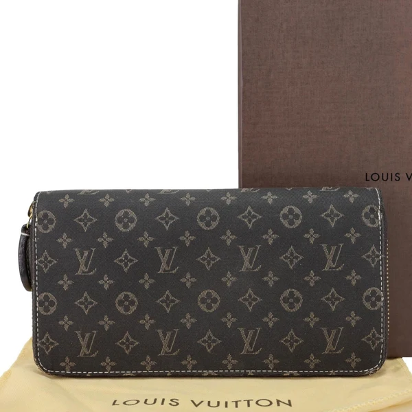 LOUIS VUITTON Monogram Mini Lin Canvas Zippy Wallet Brown