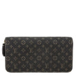 LOUIS VUITTON Monogram Mini Lin Canvas Zippy Wallet Brown