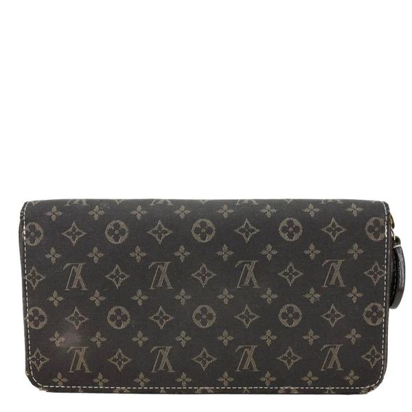 LOUIS VUITTON Monogram Mini Lin Canvas Zippy Wallet Brown