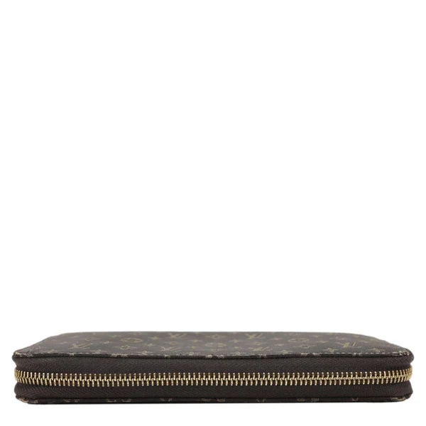 LOUIS VUITTON Monogram Mini Lin Canvas Zippy Wallet Brown