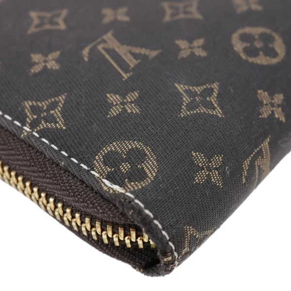 LOUIS VUITTON Monogram Mini Lin Canvas Zippy Wallet Brown
