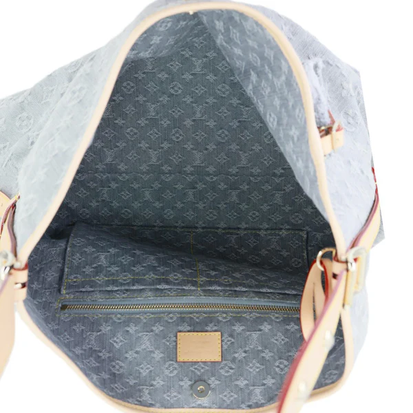 LOUIS VUITTON CarryAll MM Monogram Denim Shoulder Bag Washed Grey