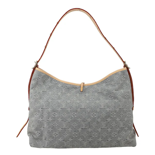 LOUIS VUITTON CarryAll MM Monogram Denim Shoulder Bag Washed Grey