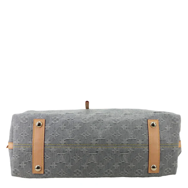 LOUIS VUITTON CarryAll MM Monogram Denim Shoulder Bag Washed Grey