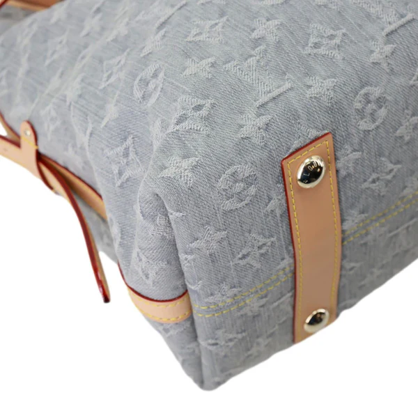 LOUIS VUITTON CarryAll MM Monogram Denim Shoulder Bag Washed Grey