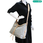 LOUIS VUITTON CarryAll MM Monogram Denim Shoulder Bag Washed Grey