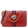 GUCCI Rajah Small Web Leather Shoulder Bag Red 570145