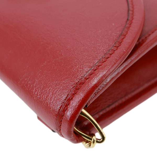 GUCCI Rajah Small Web Leather Shoulder Bag Red 570145