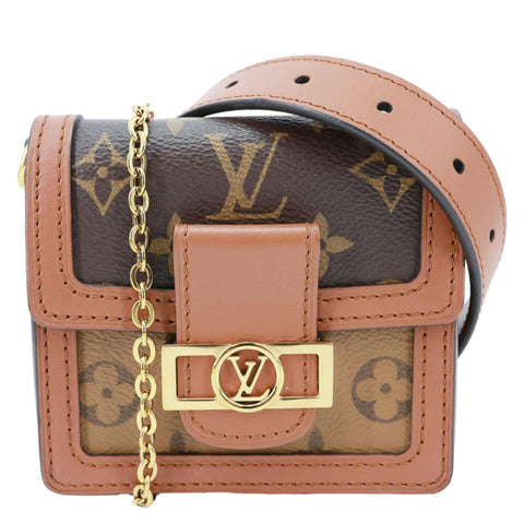 LOUIS VUITTON Dauphine Micro Monogram Reverse Canvas Crossbody Bag Brown