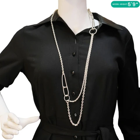 HERMES Chaine DAncre Punk Metal Necklace Silver