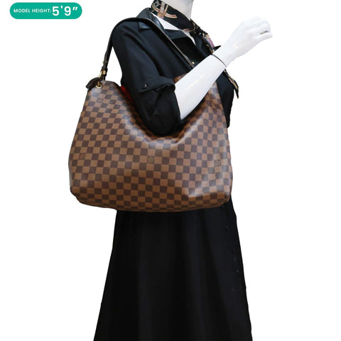 LOUIS VUITTON Graceful MM Damier Ebene Hobo Bag Brown