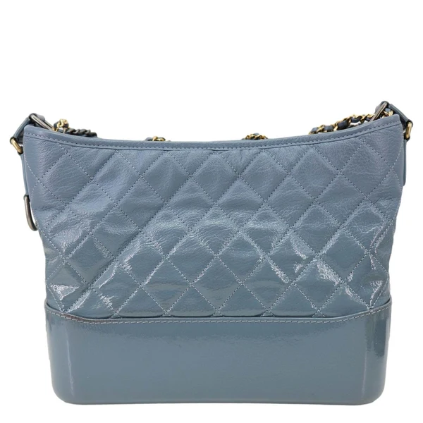 CHANEL Gabrielle Medium Patent Leather Hobo Bag Blue