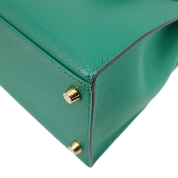 HERMES Kelly 28 Sellier Epsom Leather Shoulder Bag Green