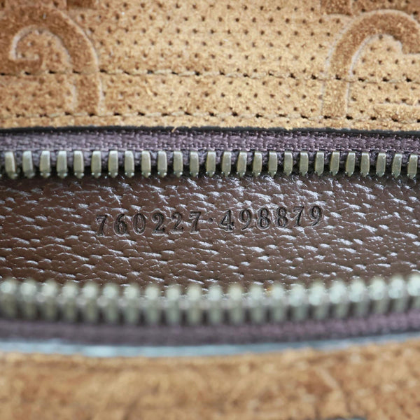 GUCCI Savoy Jumbo GG Suede Textured Leather Tote Bag Brown 760227