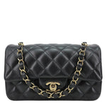 CHANEL Classic Rectangular Flap Mini Quilted Leather Top Handle Crossbody Bag Black