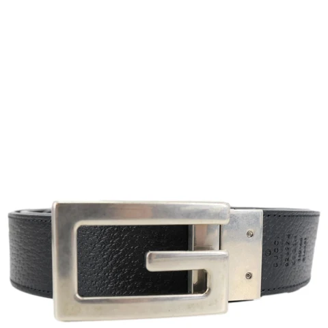GUCCI Square G Buckle Leather Reversible Belt Black 626974 Size 110/44