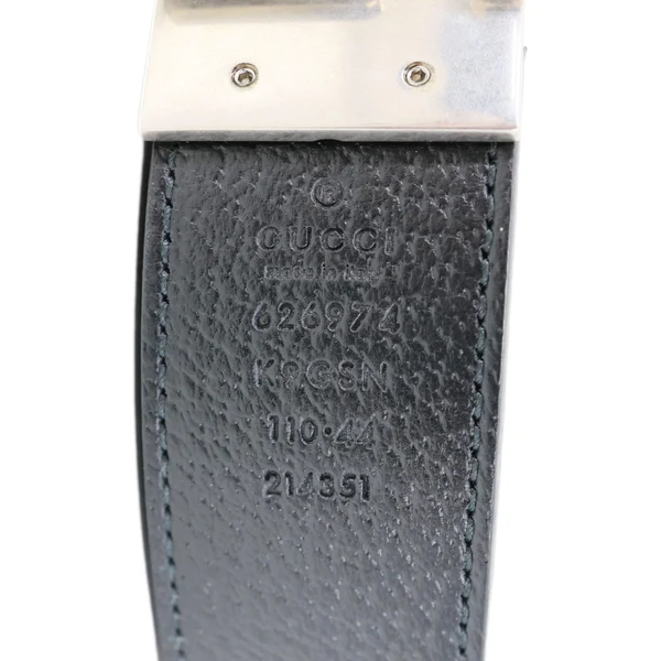 GUCCI Square G Buckle Leather Reversible Belt Black 626974 Size 110/44