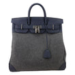 HERMES Birkin HAC 40 Todoo Wool Togo Leather Satchel Bag Blue