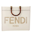 FENDI Sunshine Medium Leather Shopper Tote Bag Cream
