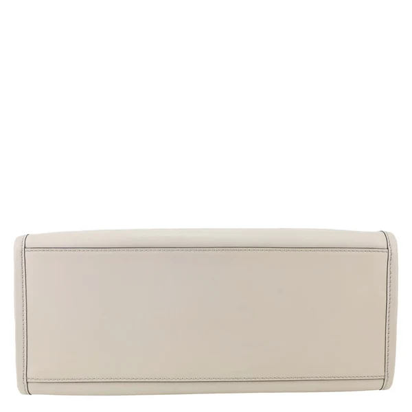 FENDI Sunshine Medium Leather Shopper Tote Bag Cream