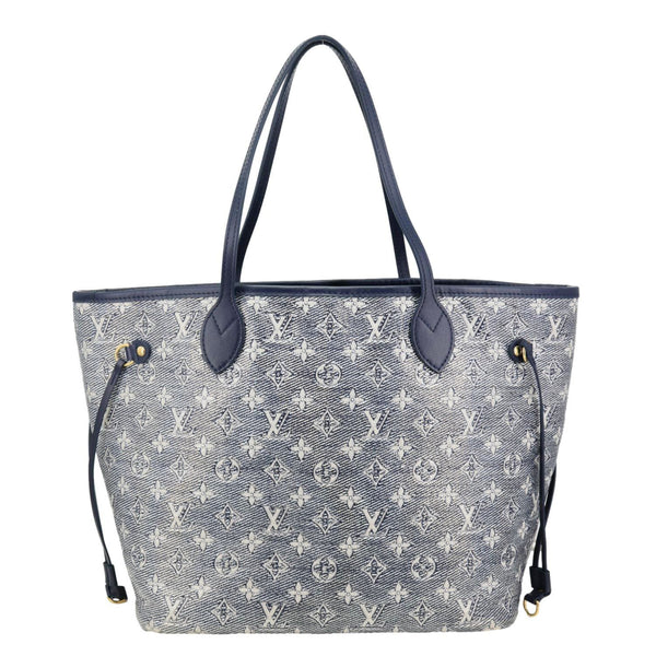 LOUIS VUITTON Neverfull MM Monoglam Jacquard Tote Bag Navy Blue