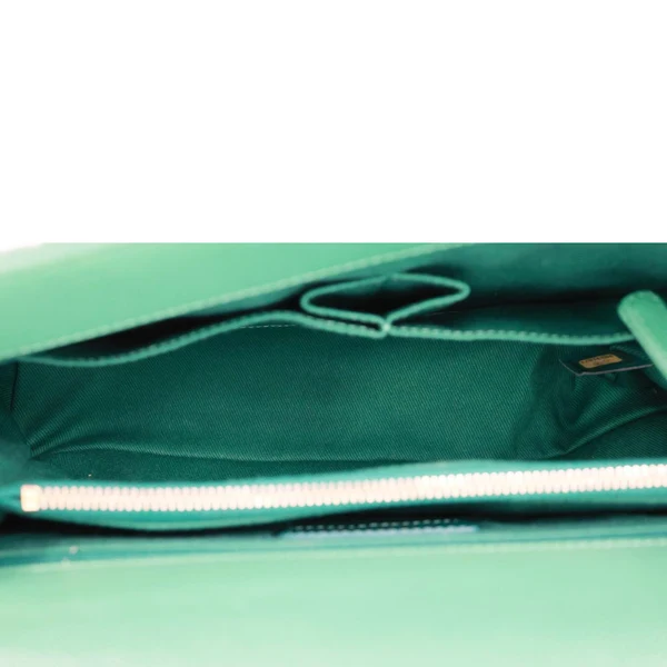 CHANEL Coco Handle Flap Small Quilted Caviar Leather Crossbody Bag Green