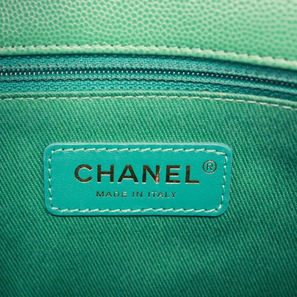 CHANEL Coco Handle Flap Small Quilted Caviar Leather Crossbody Bag Green
