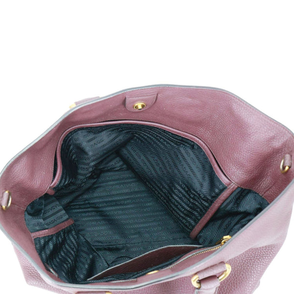 PRADA Vitello Daino Pebbled Calfskin Leather Shopping Tote Bag Burgundy